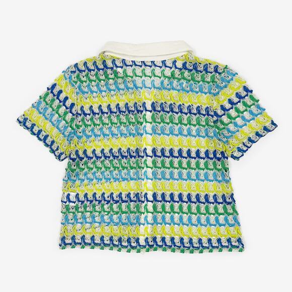 Miken Swim Crochet Crop Top Size S button Front Cover Up - Picture 2 of 2